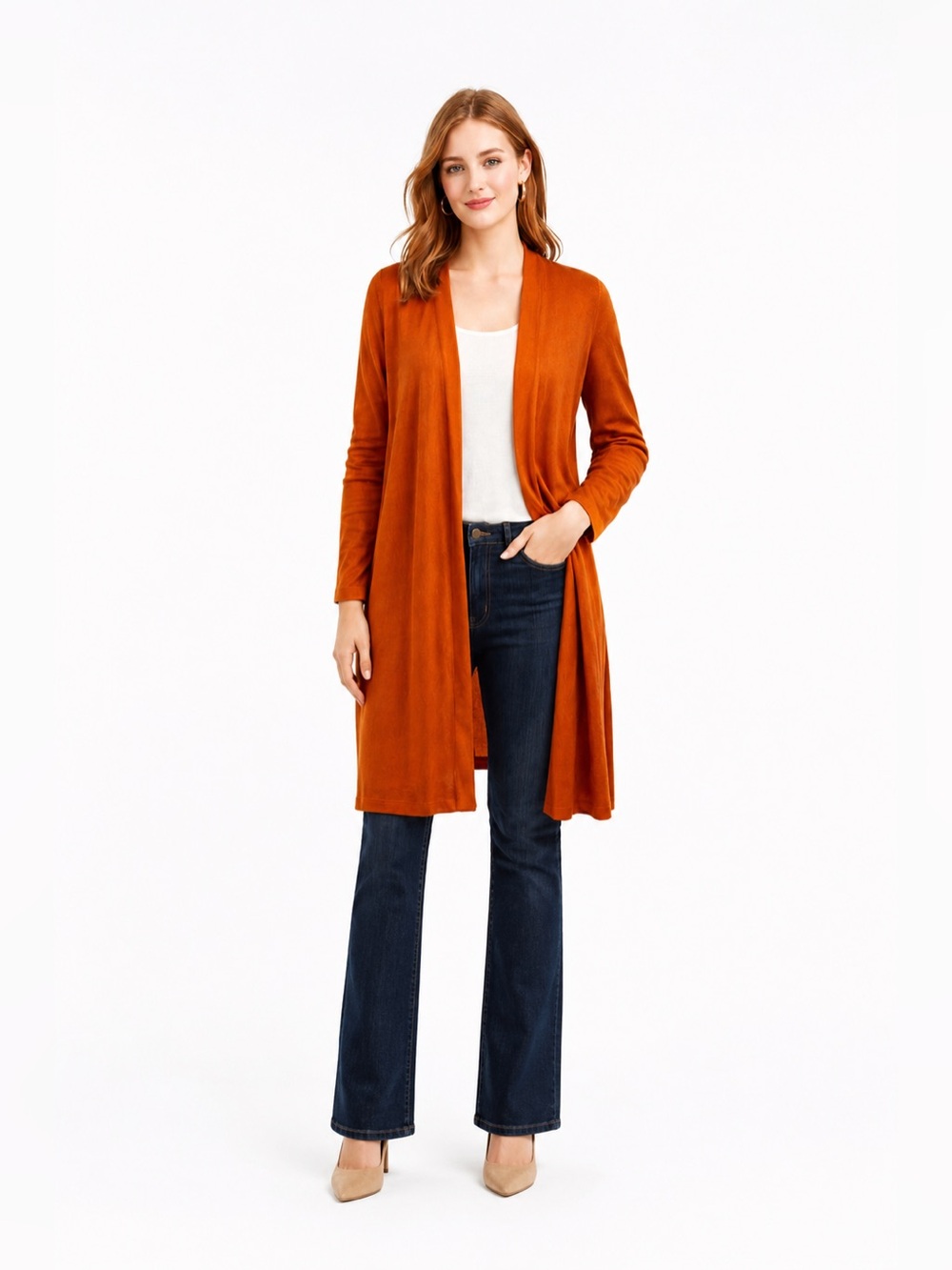 Ann Taylor Women's Orange Long Cardigan